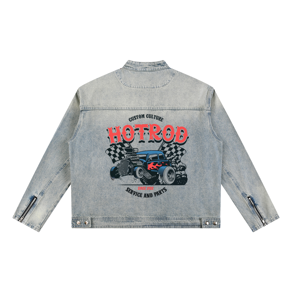 Vintage Wash Zip Denim Jacket