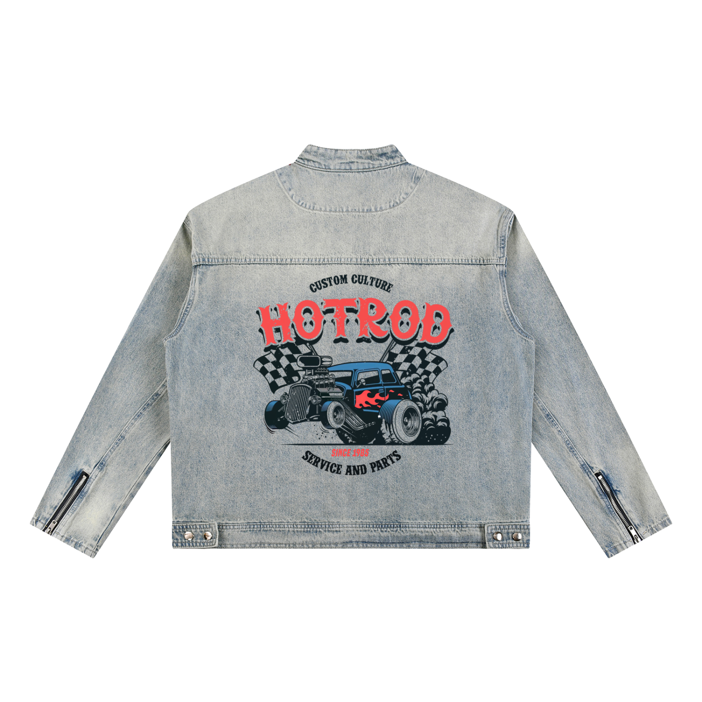 Vintage Wash Zip Denim Jacket