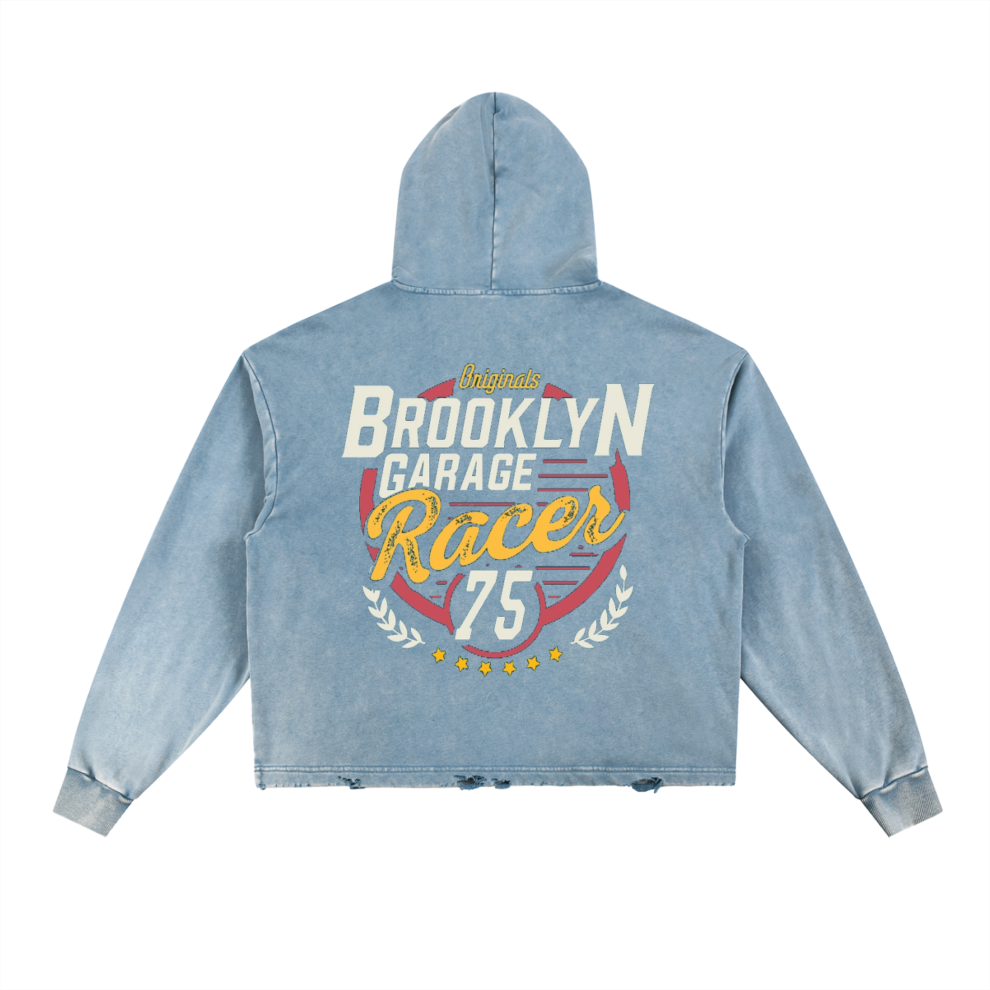 Vintage Washed Frayed-Hem Hoodie